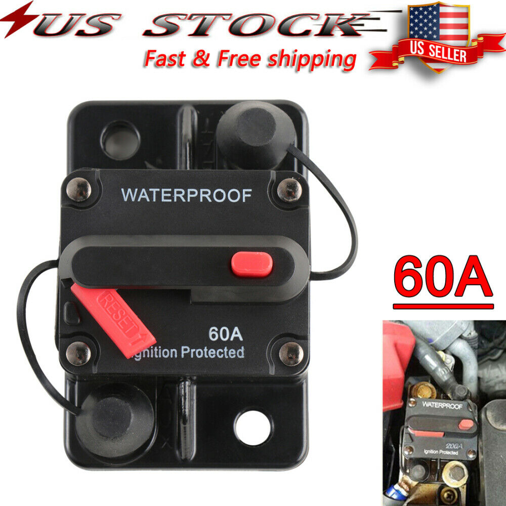 60A Amp Manual Reset Inline Circuit Breaker Platinum Terminal Block Marine Auto