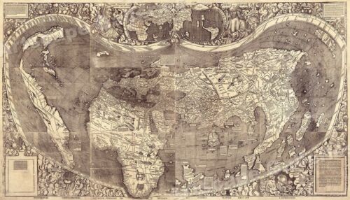 1500s Waldseemuller Map of America - First Map to Name 