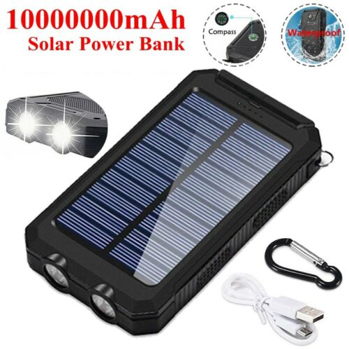2021 Waterproof Solar Power Bank 10000000mAh Portable External Battery Charger